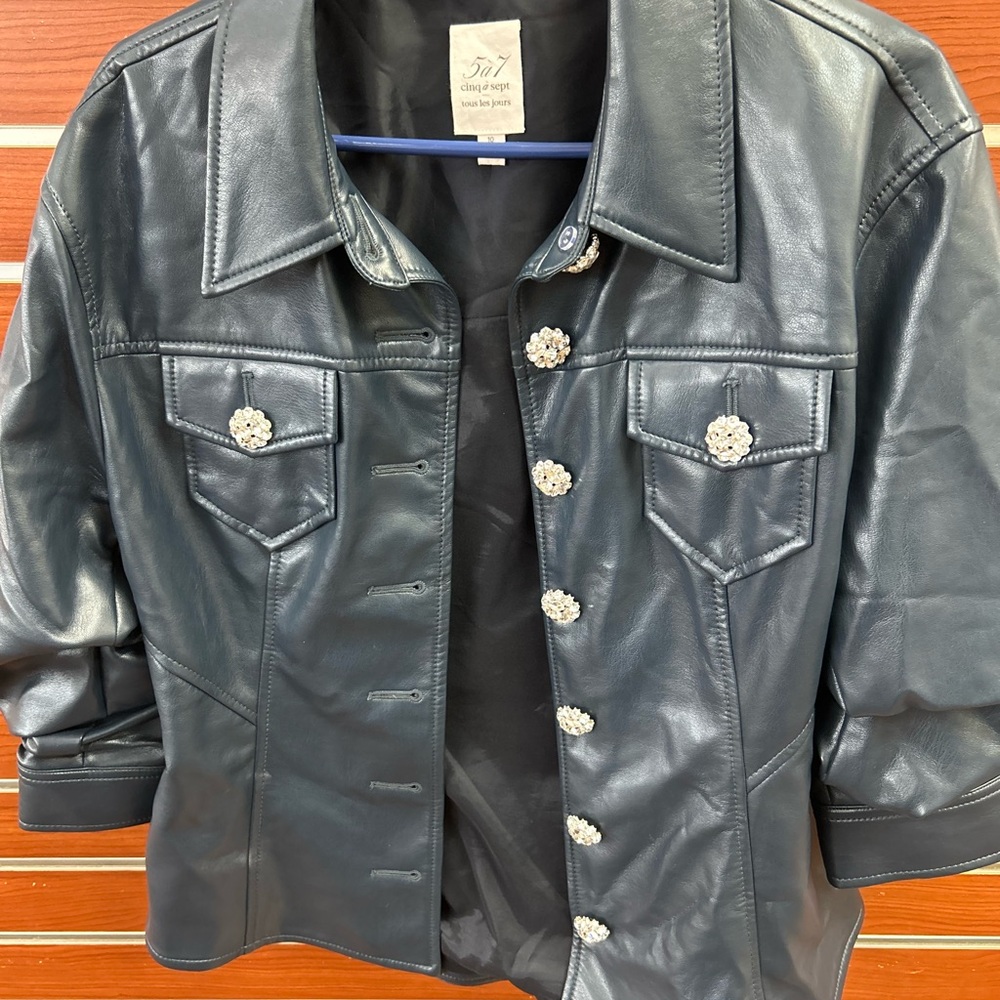 Cinq a Sept Black Leather Jacket Fitted Silhouette